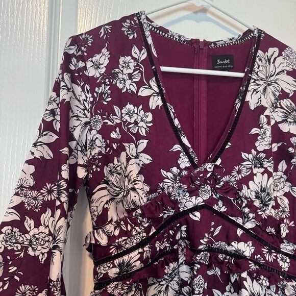 Bardot Women’s Jolie Floral Print Lattice Trim Satin Midi Dress Size 6/Small - Picture 5 of 12